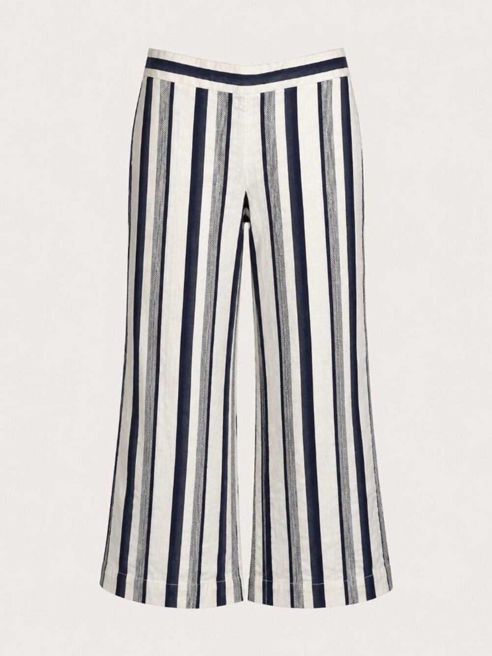 LOFT Outlet Navy White Striped Wide Leg Crop Pants Small Cotton Pull On Nautical